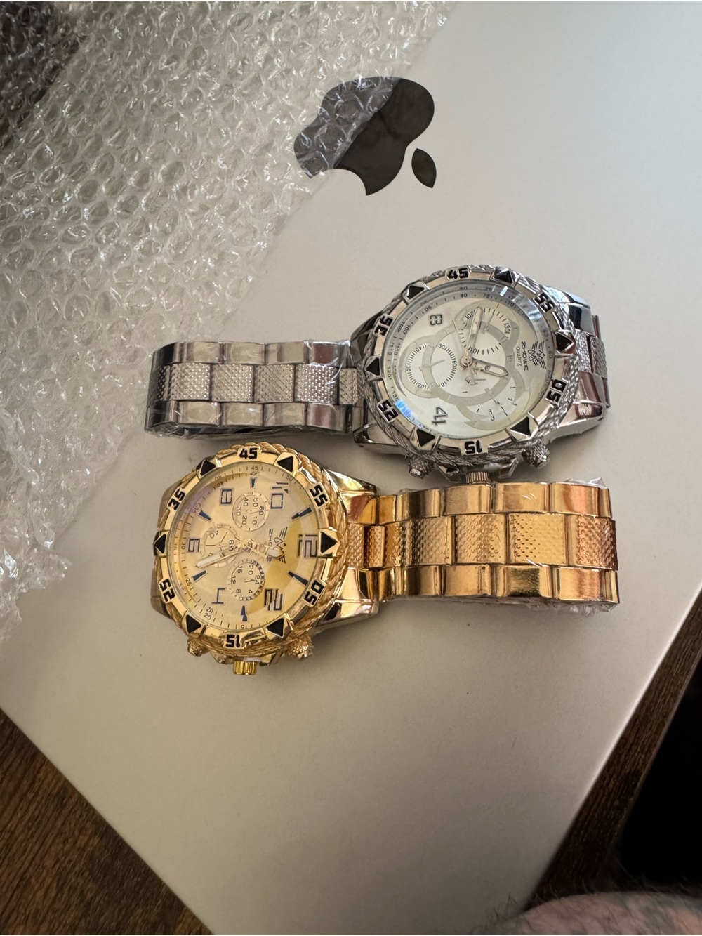 Mens Gold-Tone Chronograph Bracelet Watch